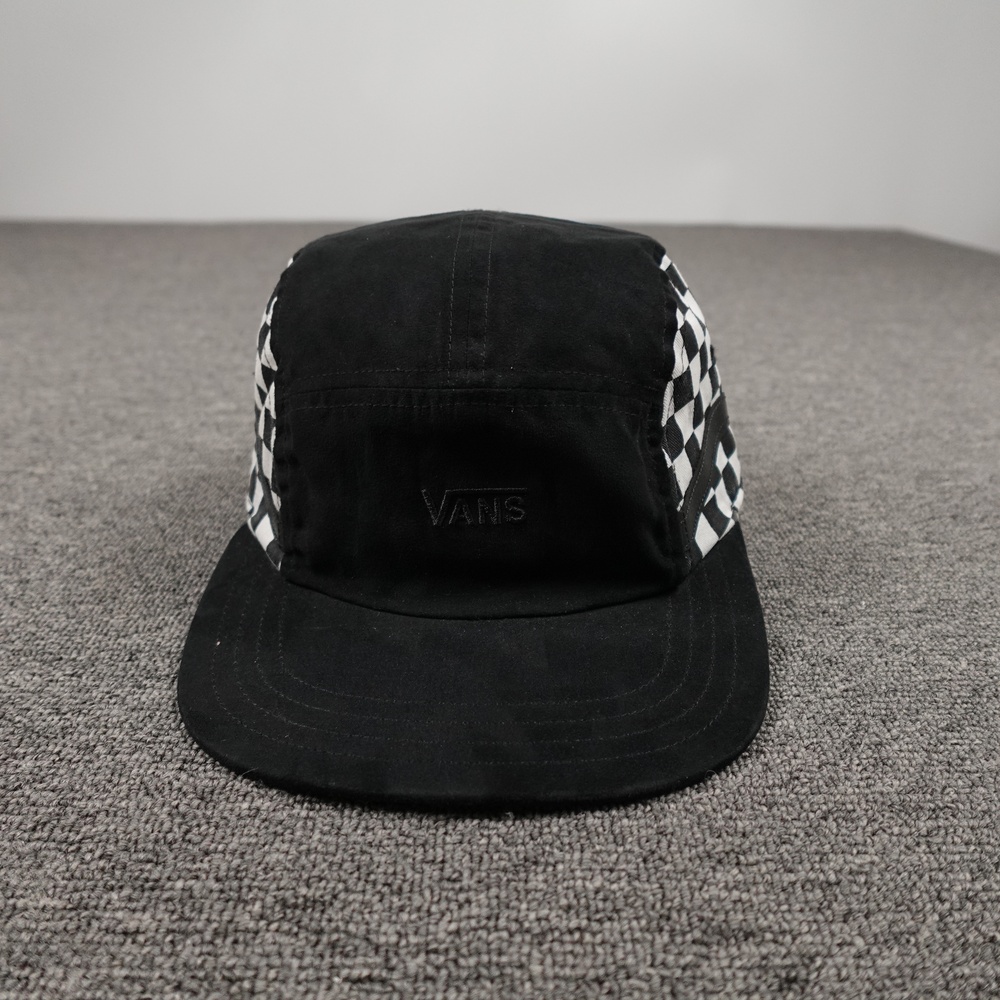 Vans Hat Cap Strap Back Mens One Size Black Check 5 Panel Baseball Skate